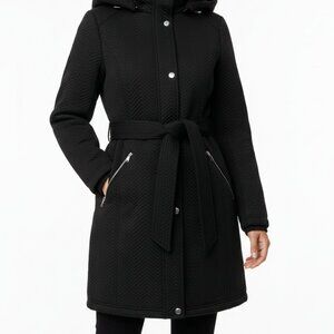 LAURA Women's Weatherproof Walker Winter Jacket, Quilted Coat Hooded Belted (S)